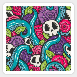 Kraken Floral Fear In Rainbow Colors Sticker